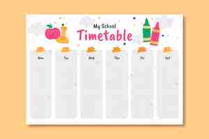 Free vector back to school timetable