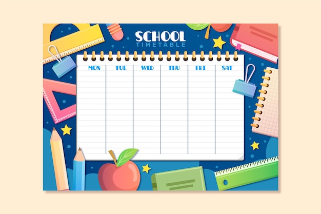 Back to school timetable