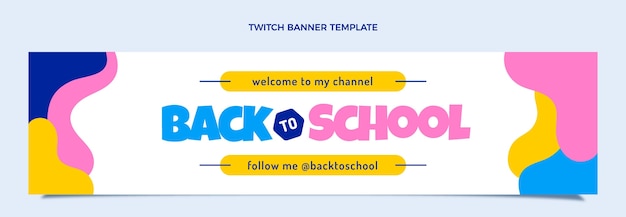 Free vector back to school twitch banner template