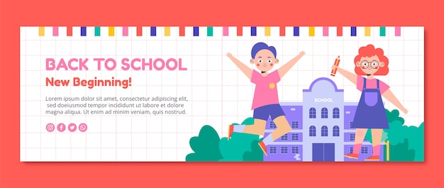 Back to school twitter header design template