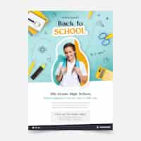 Free vector back to school vertical flyer template with photo