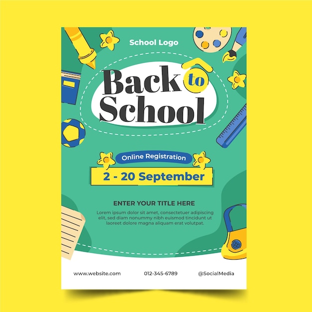 Free vector back to school vertical flyer template