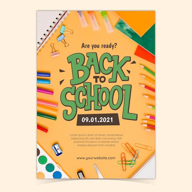 Free vector back to school vertical poster template with photo