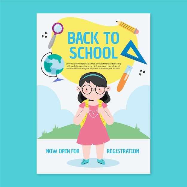 Free vector back to school vertical poster template