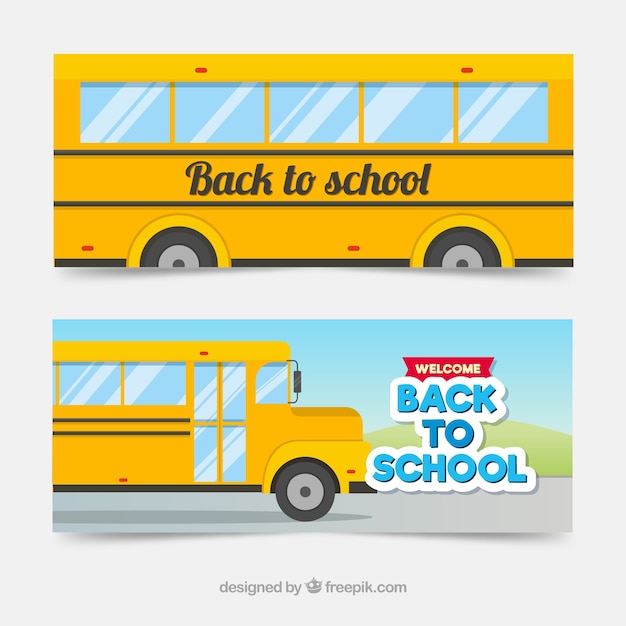 Back to school web banners with school bus