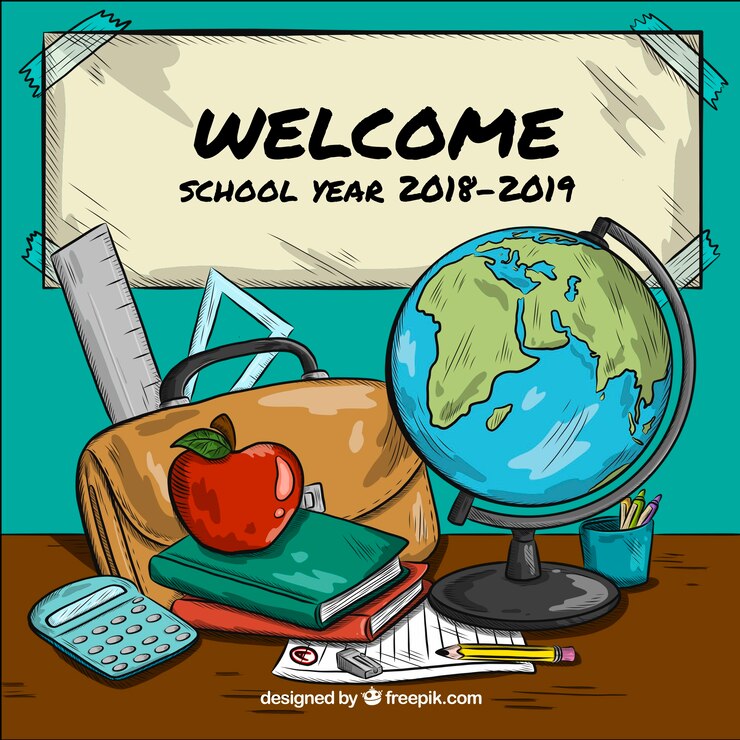 Free Vector back to school with hand drawn objects