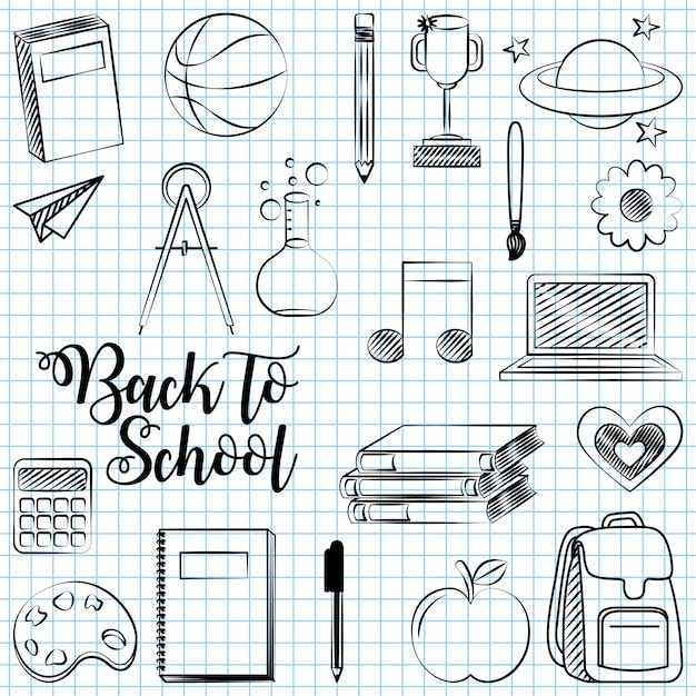 Back to school with school elements illustration