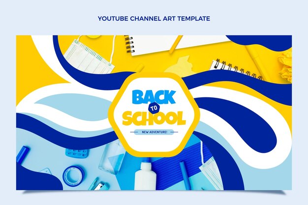 Back to school youtube channel art template