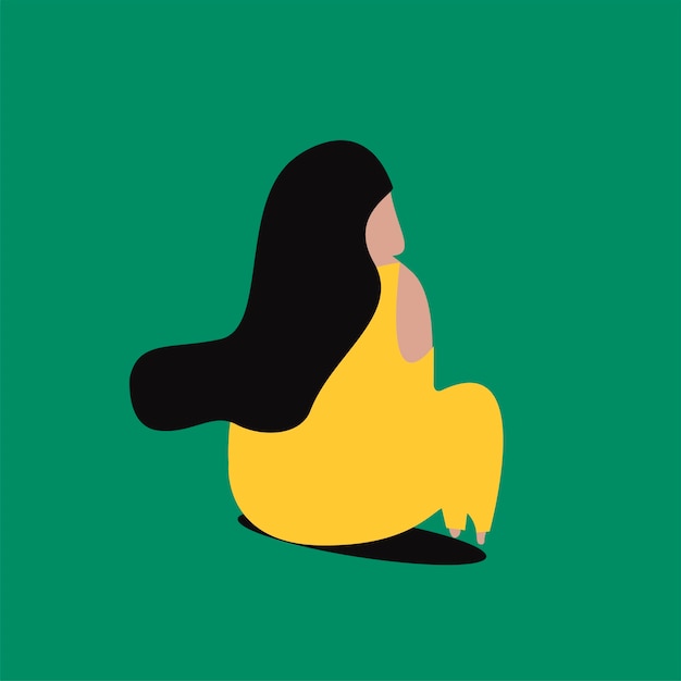 Free vector back side of a woman sitting down illustration