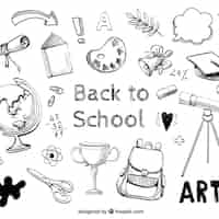 Бесплатное векторное изображение Снова в школу с рисованным стилем