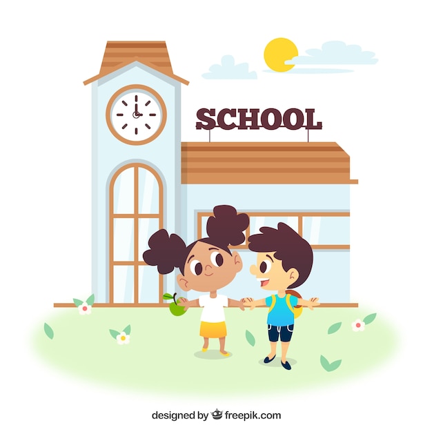 Бесплатное векторное изображение Назад в школу с детьми