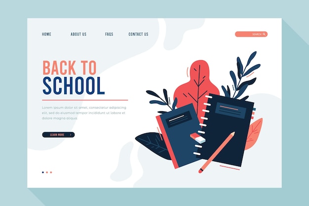 無料ベクター 学校のランディングページに戻るテンプレート