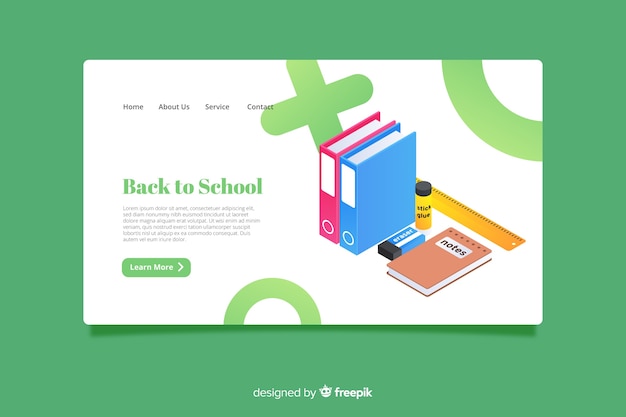 無料ベクター 学校のランディングページのテンプレートに戻る