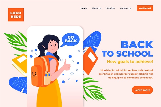 無料ベクター 学校のランディングページに戻る
