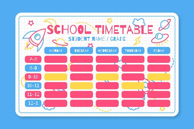 無料ベクター 学校の時間割に戻る