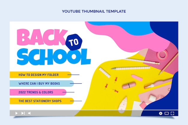 無料ベクター 学校に戻るyoutubeサムネイルテンプレート