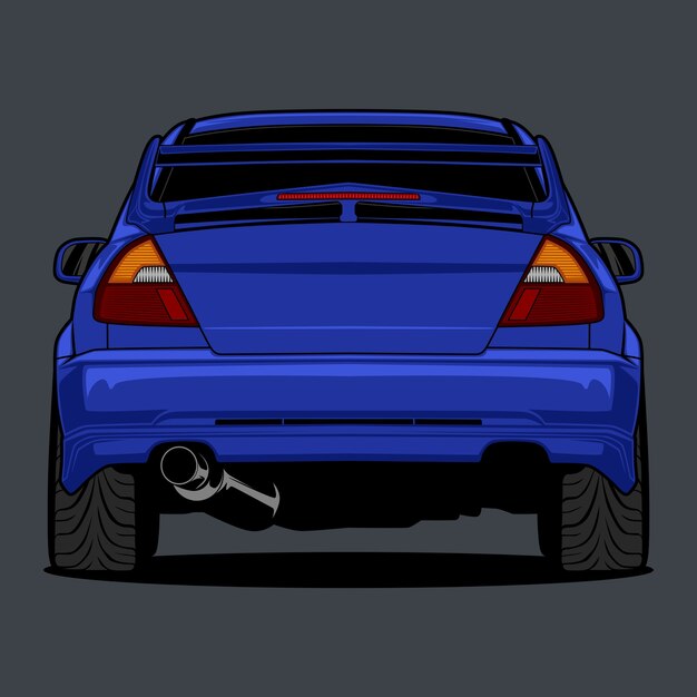 後ろ車ビューイラスト プレミアムベクター