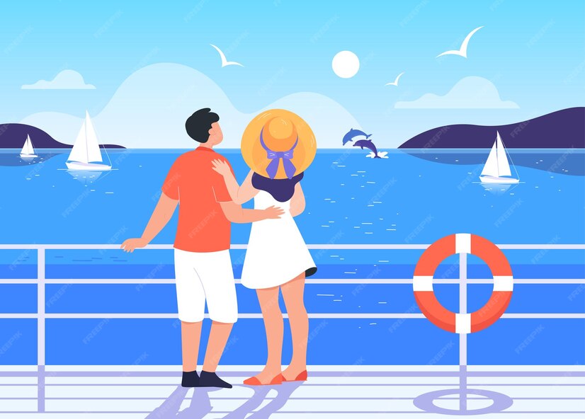 A newlywed couple is on their honeymoon cruise…