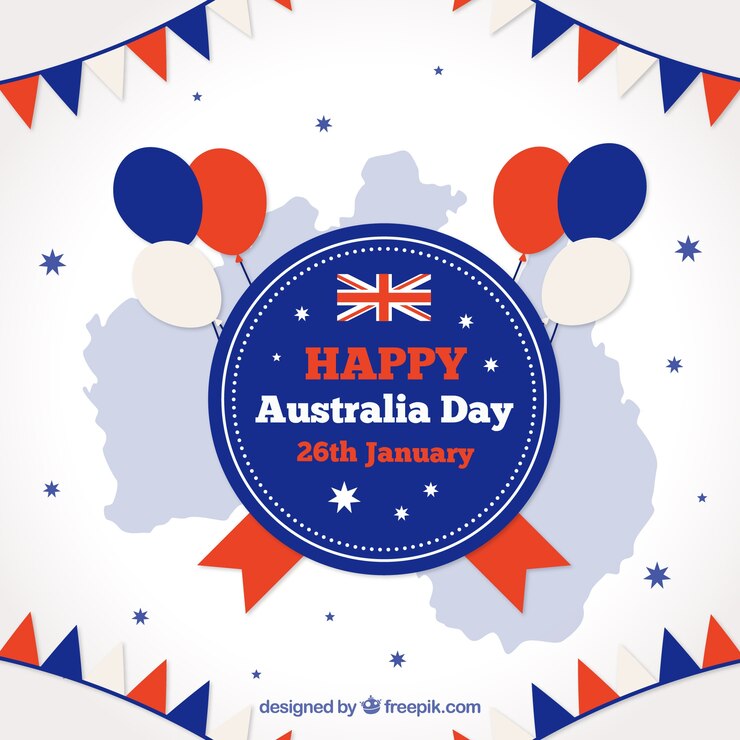 Free Vector background of australia day with balloons and garlands