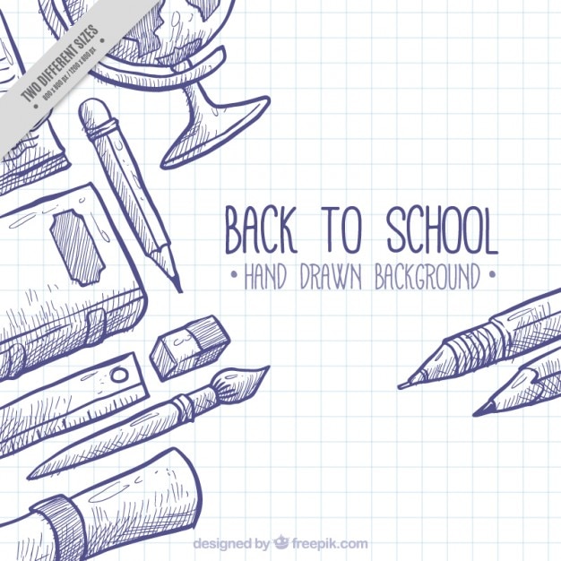 Background for back to school with hand drawn elements