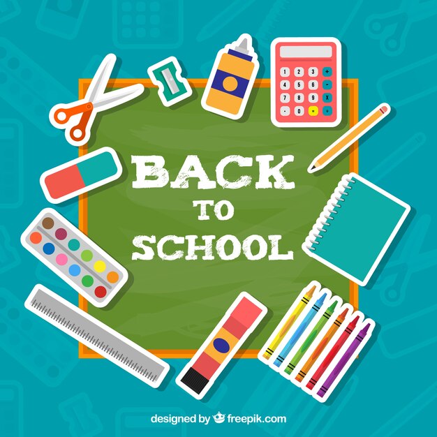 Background of the back to school with stickers of materials