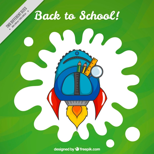 Free vector background of backpack rocket-shaped