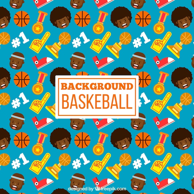 Free vector background of basketball elements and trophies