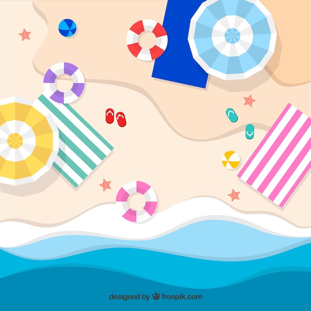 Free vector background of beach from the top in paper style