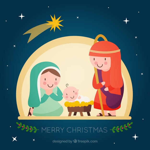 Background of beautiful characters of the nativity scene