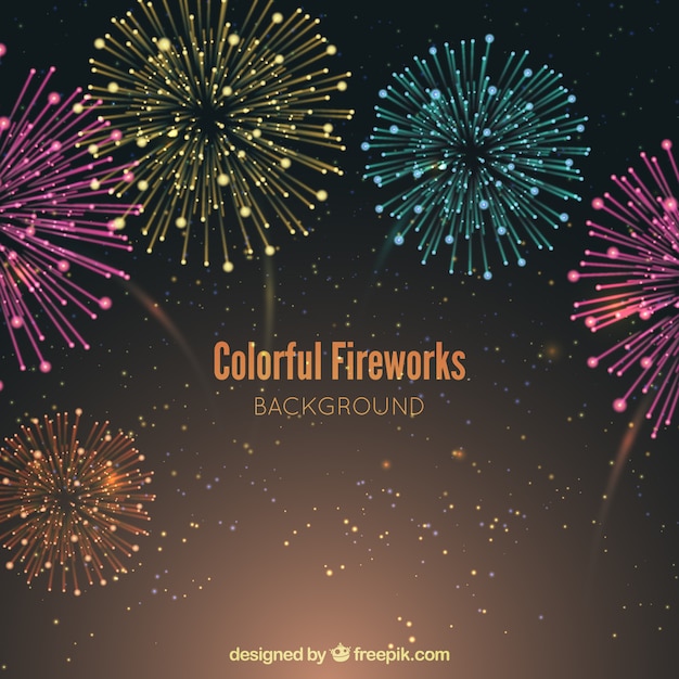 Free vector background of beautiful colored fireworks