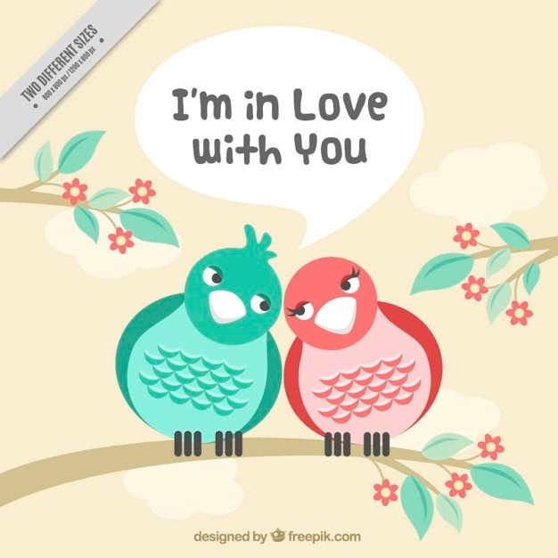 Free vector background of birds in love together