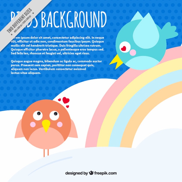 Free vector background of birds in love with rainbow