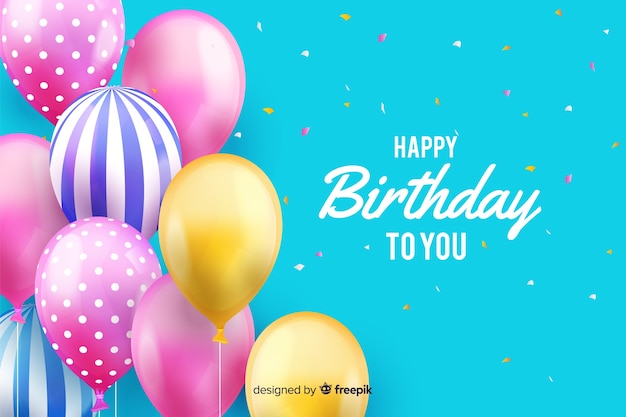 Free vector background birthday with realistic balloons