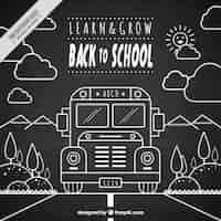 Free vector background in blackboard style school bus