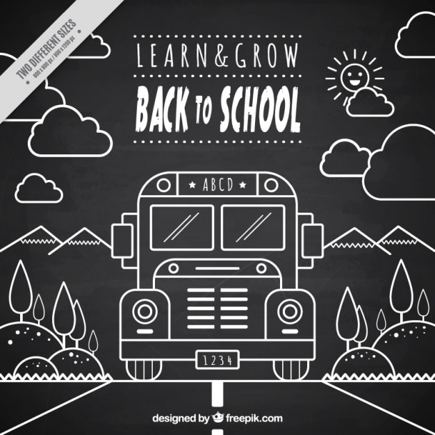 Free vector background in blackboard style school bus