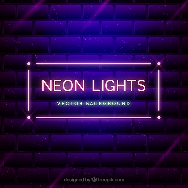 Sfondo di muro di mattoni con segno decorativo di luci al neon