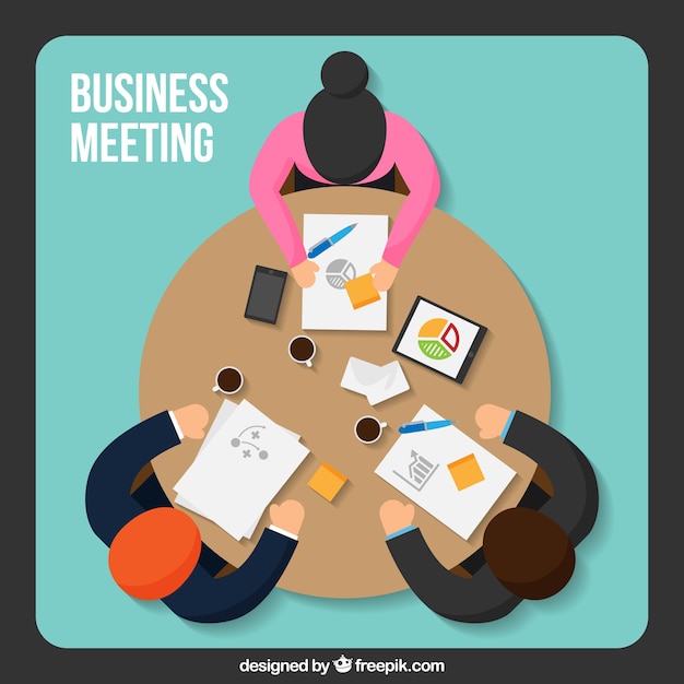 Free vector background of business meeting in flat design