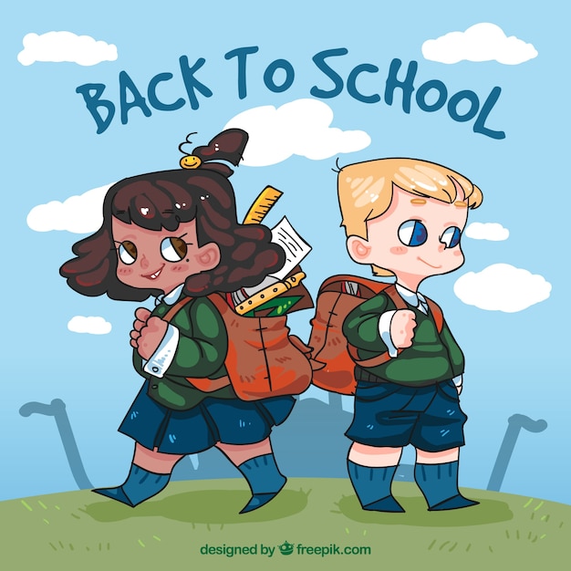 Free vector background of children ready for school