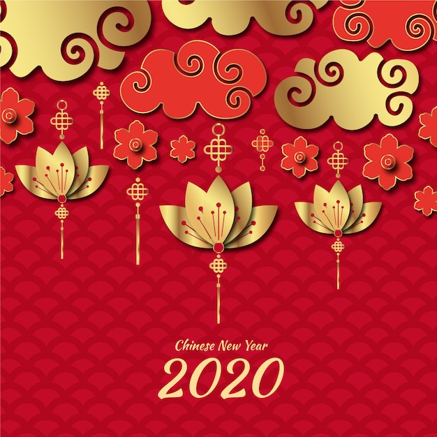 Background chinese new year in paper style