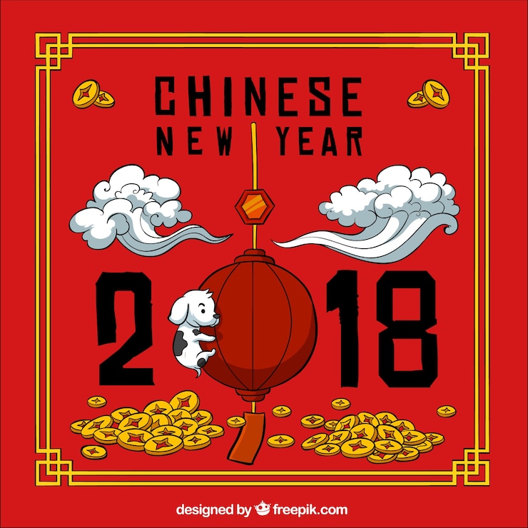 Free Vector background for chinese new year with baby dog