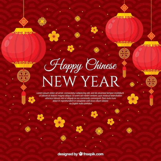 Background for chinese new year with lanterns