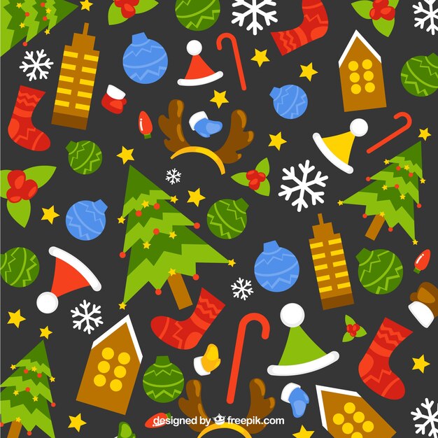 Background of christmas elements in design