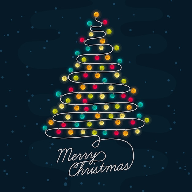 Free vector background christmas tree made of light bulbs