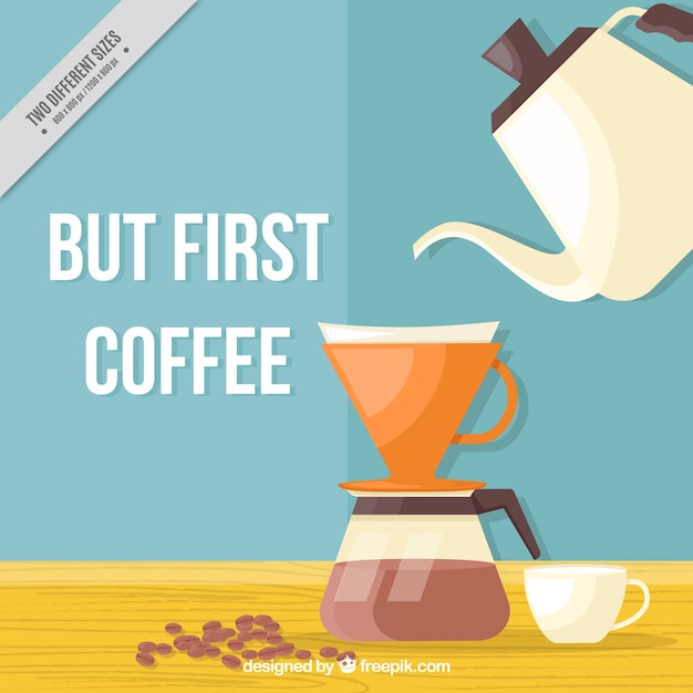 Free vector background of coffee maker in flat design