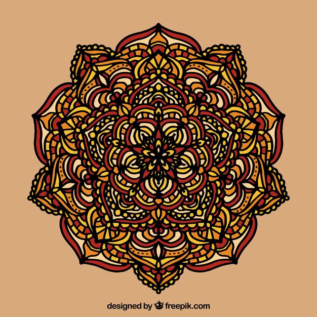 Background of colored mandala in hand-drawn style