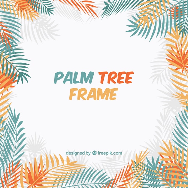 Free vector background of colored palm leaves frame