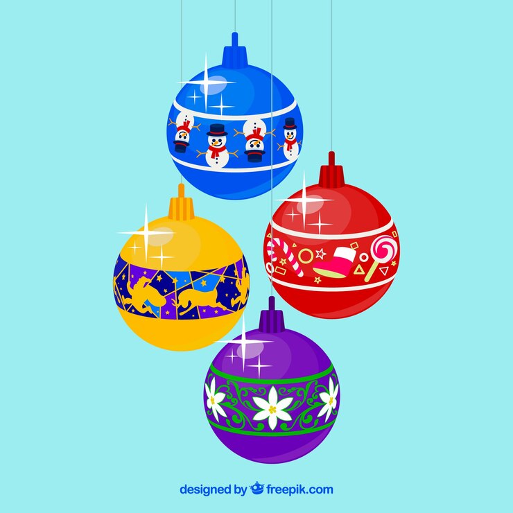 Free Vector background of colorful christmas balls