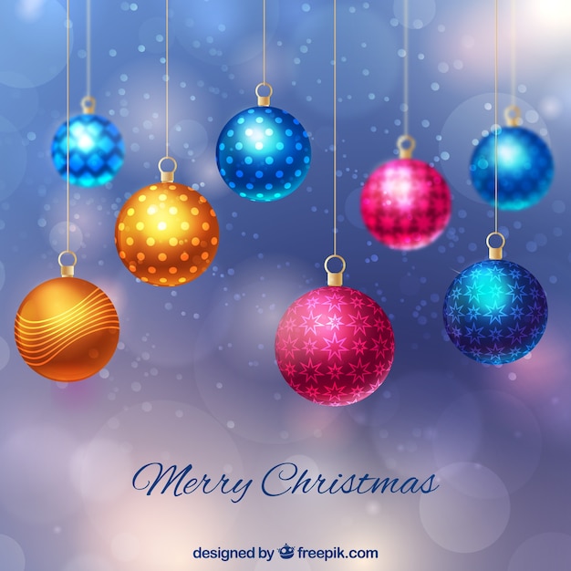 Free vector background of colorful christmas balls