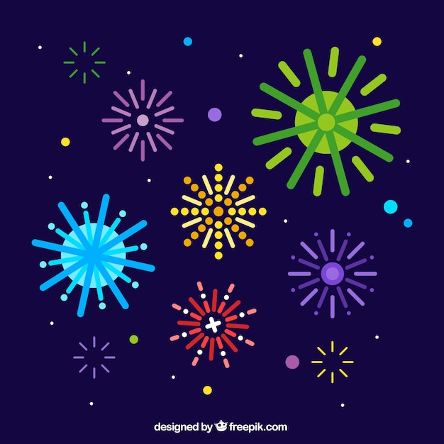 Free Vector background of colorful fireworks