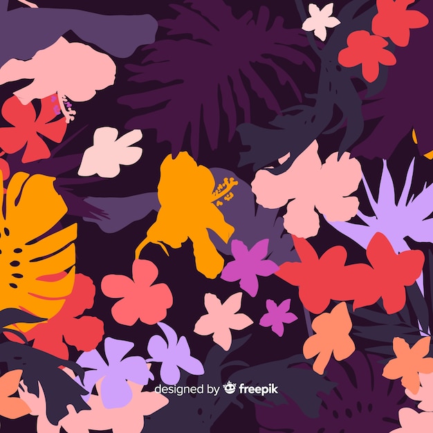 Background of colorful floral silhouettes